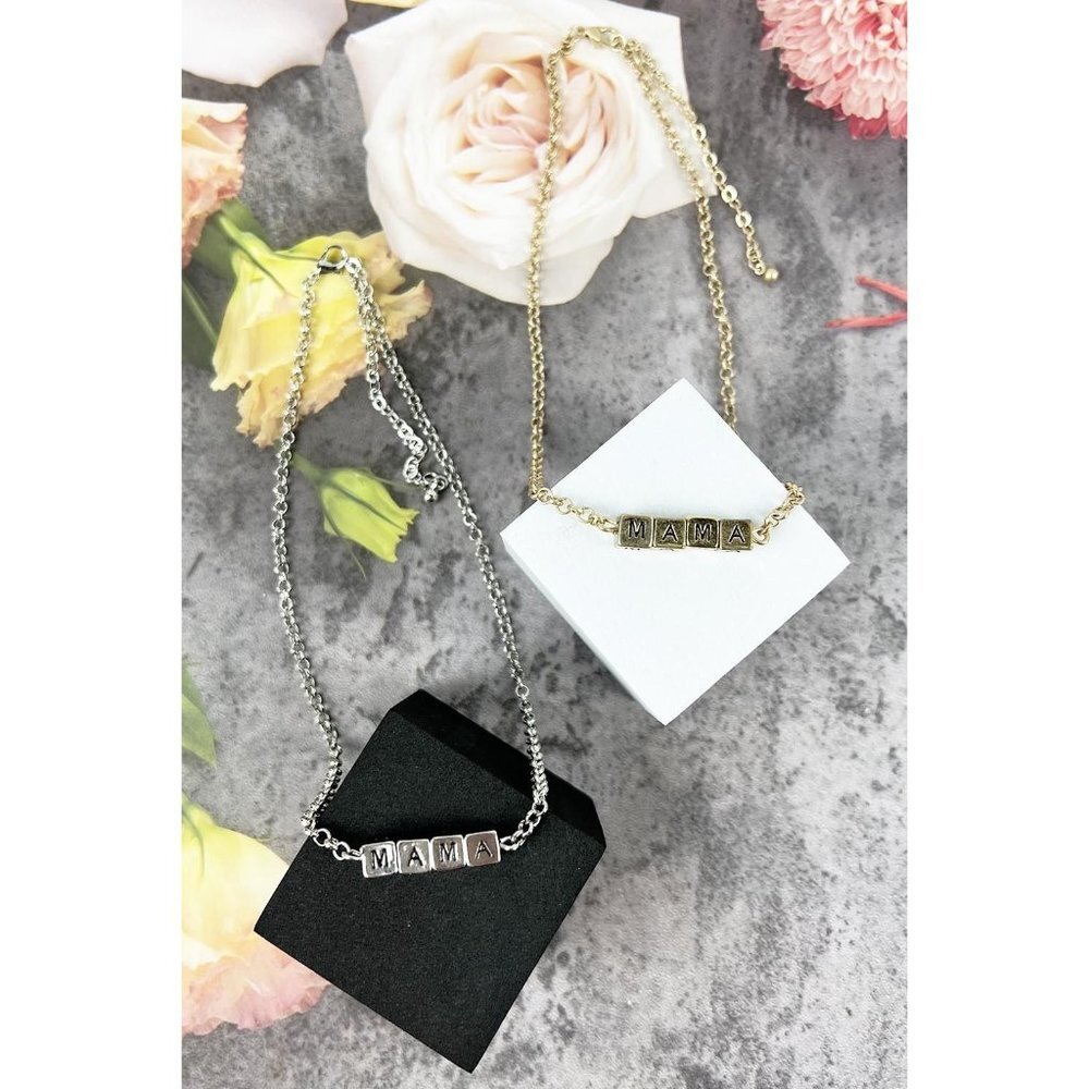 Diona J Mama Square Block Lettering Mothers Day Necklace Gold 18$